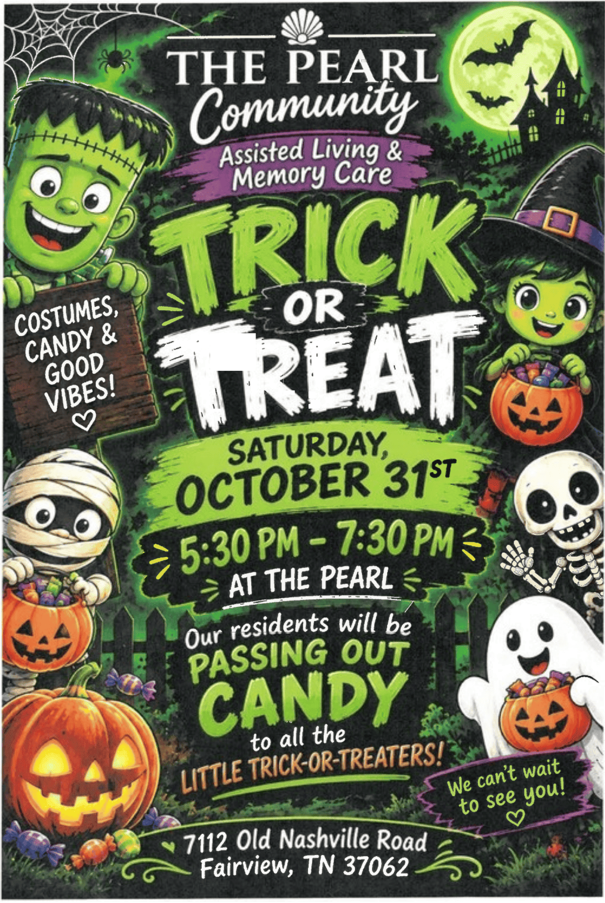 Trick or Treat at The Pearl – Saturday, October 31st, 5:30–7:30 PM