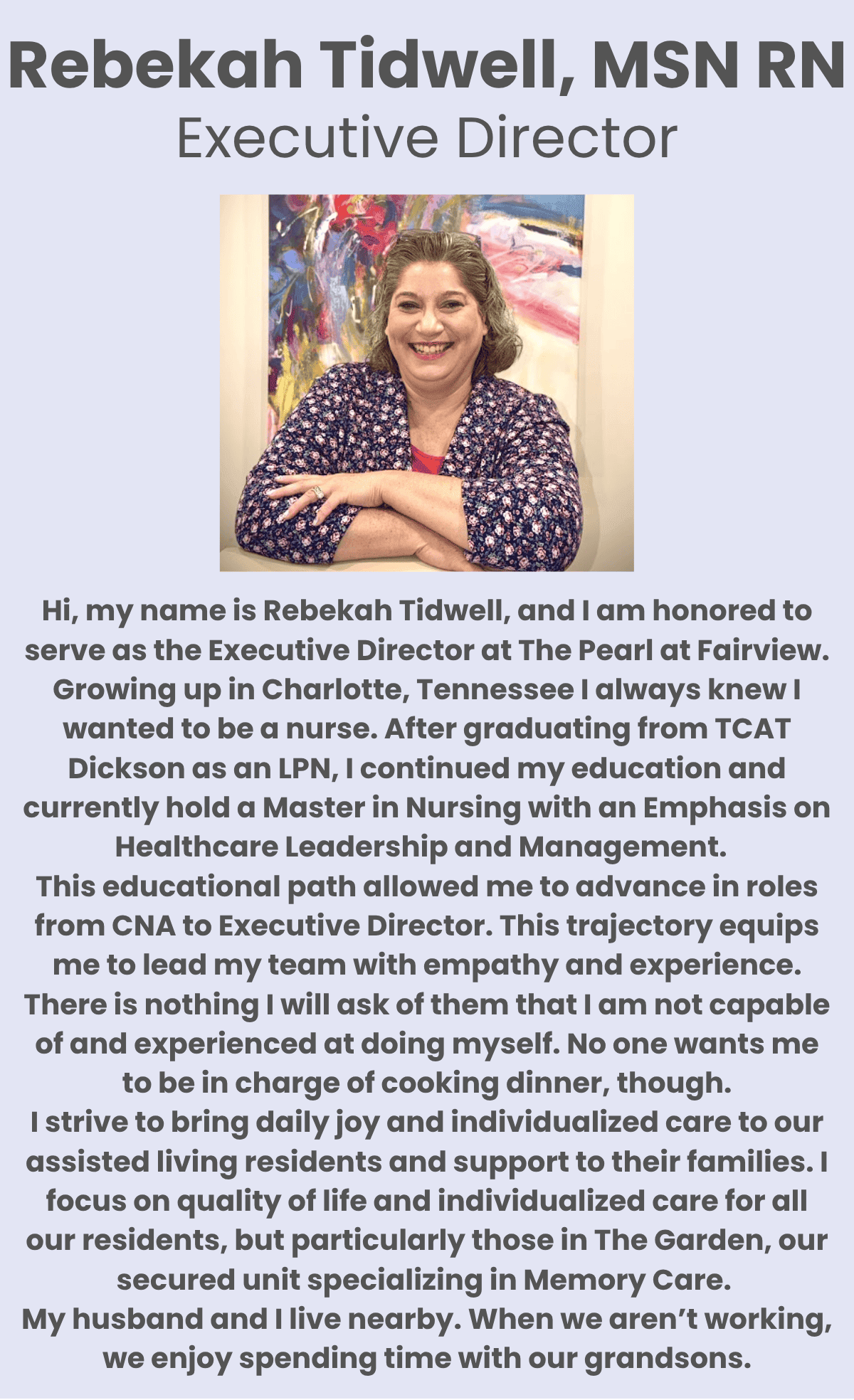 Rebekah Tidwell, MSN RN – Executive Director